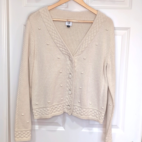 CAbi Sweaters - Cabi Beige V Neck Knit Cardigan Size Medium